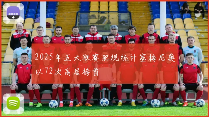2025年五大联赛犯规统计塞梅尼奥以72次高居榜首
